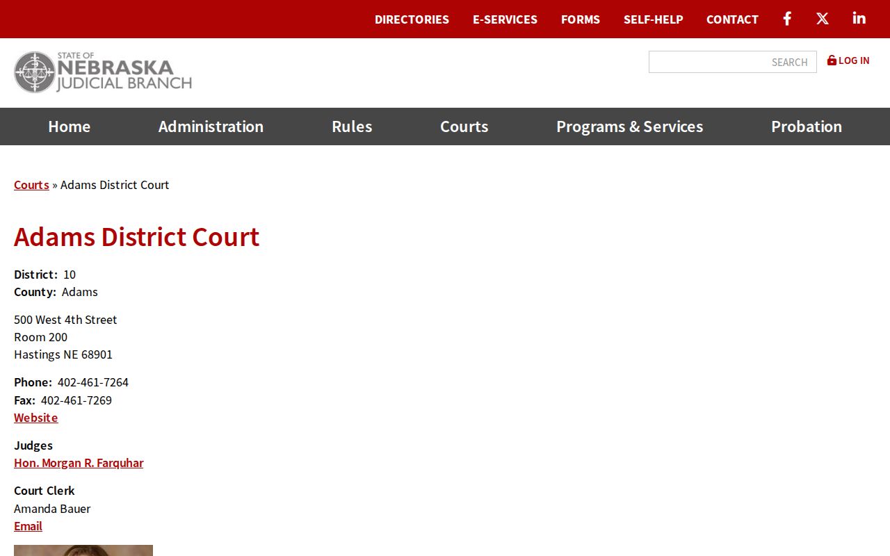 Adams County criminal court case records at the District Court clerk