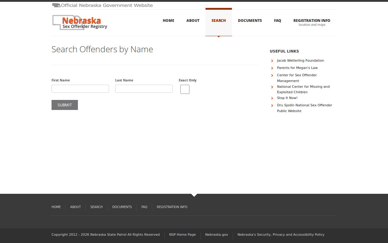 Adams County sex offender name search fields