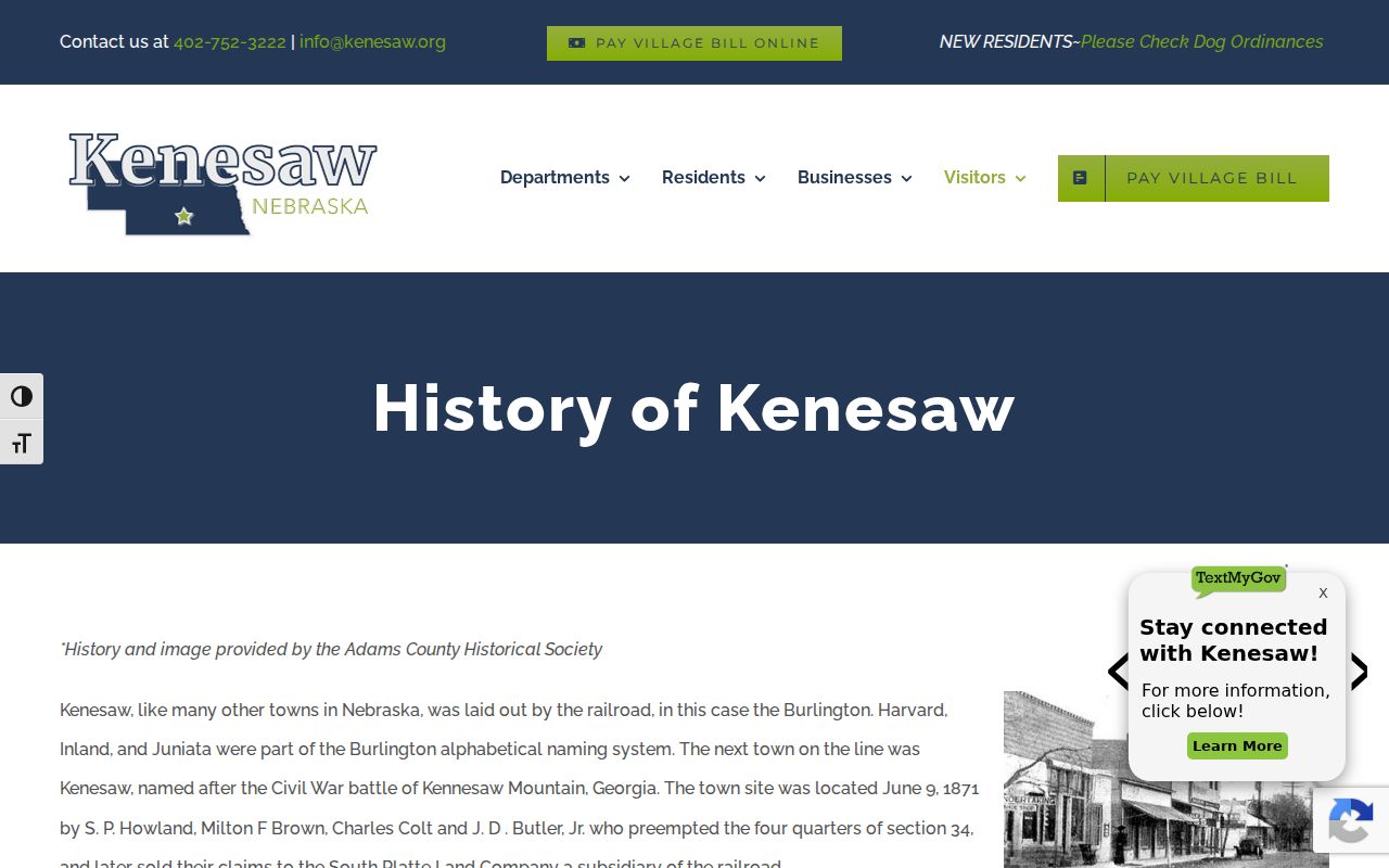 Kenesaw historical records and town development source